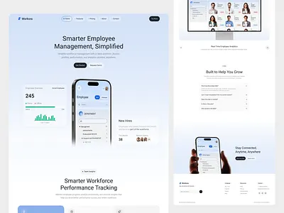 Workora - Employee Management Landing Page career employee employee management erp homepage hr hr management human resource jobhunter jobseeker landing page organization product design recruitment saas saas landing page ui ux web design webdesign website