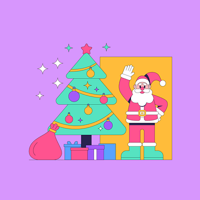 Christmas illustrations celebration cheerful christmas claus december festive gift happy holiday illustration joy present santa season tree winter xmas