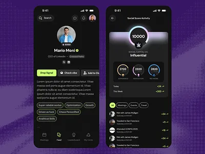 Gigi iOS Profile app design branding dark mode ios mobile profile stats ui ux webdesign