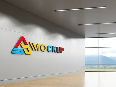 3d Wall Logo Mockup Design Gray Wall logo display logo mock logo mockup logos metal logo mockup wall logo