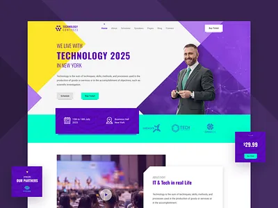 Tech Conference & Event clean creative design illustration landing theme themes ui ux web webdesign wordpress xtra