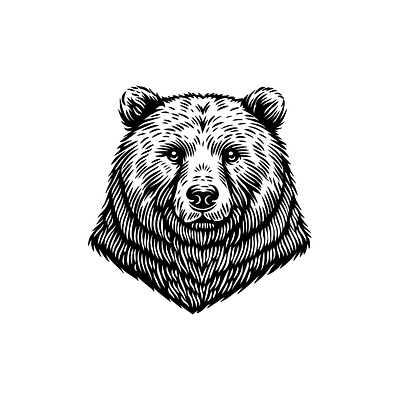 Beauty Bear Face Vintage Logo animal bear beauty brand branding face for sale head illustration logo mark nagual design national park