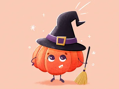 Happy Pumpkin Witch 🧹 2d character cute drawing halloween illustration procreate pumpkin witch