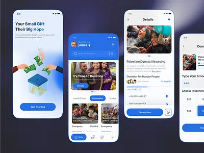 Donation App UI appdesign casestudy charity charityapp donationapp dribbble givehope minimaldesign mobileui uichallenge uxdesign