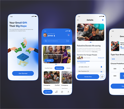 Donation App UI appdesign casestudy charity charityapp donationapp dribbble givehope minimaldesign mobileui uichallenge uxdesign