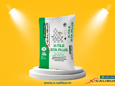 CALIBUR X-Tile STA Plus Tile Adhesive Bag Design adhesive adhesive bag adhesive bag design adhesive bag packaging adhesive packaging adhesive pouch adhesive pouch design bag design box design cement cement pouch cement pouch design cement pouch packaging label design logo design