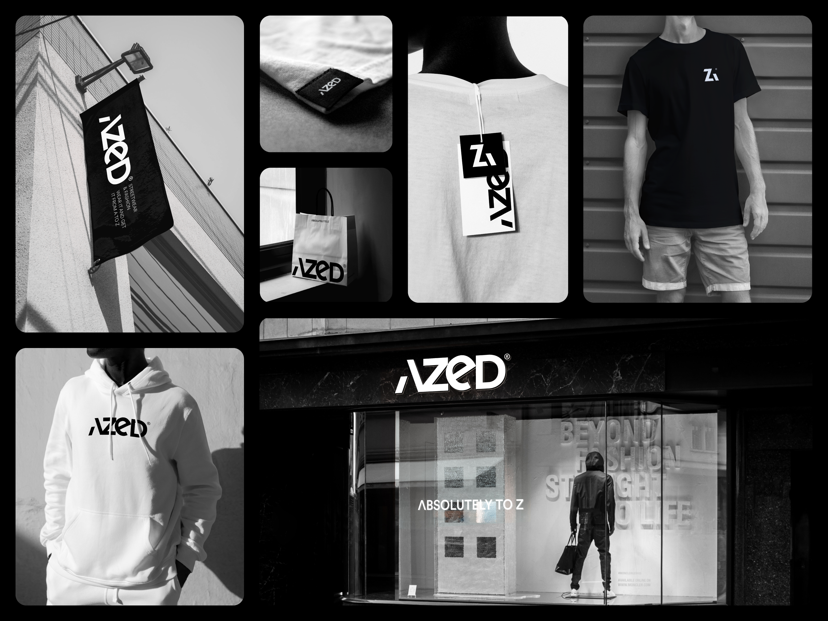 AZED - Streetwear Branding bento grids bentogrid brand guidelines brand identity brand strategy branding fashion fashion branding logo logo design logotype logotype design minimal modern streetwear streetwear visual identity urban visual branding visual identity
