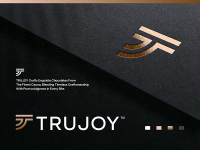 TRUJOY - Logo Design 2 brand identity design bronze brown chocalate creative logo design eat food gold identity design jeroen van eerden logo logo design logo mockup luxurious modern logo design trujoy visual identity design