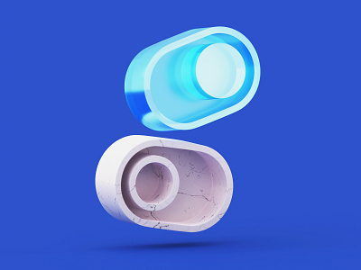 Toggle 3d blender blue glass render ui