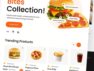Fast Food Restaurant Website Design animation branding graphic design logo minimal food ui motion graphics ui