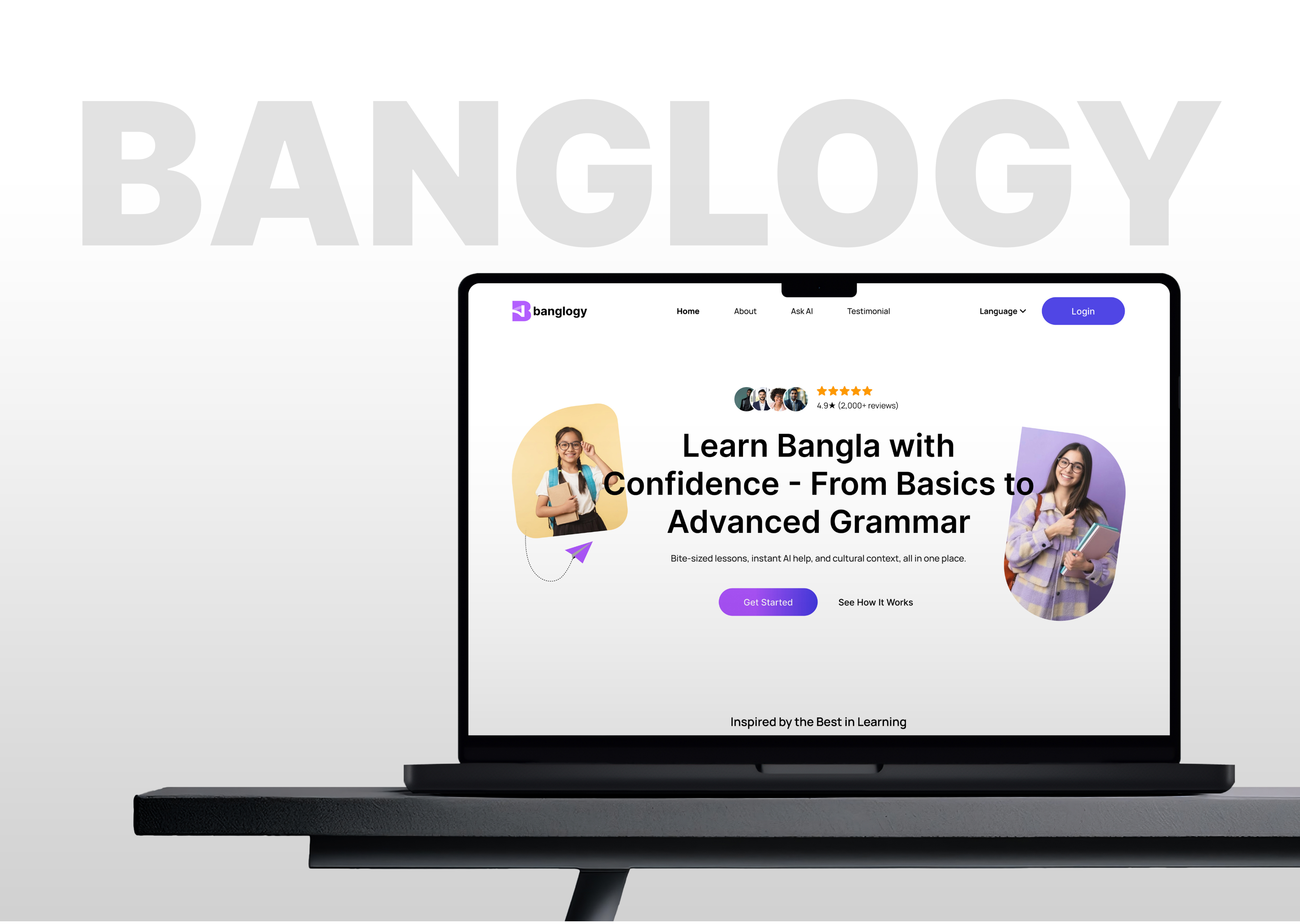 Banglogy – UX Redesign for Language Learning ai language learning bengali learning app edtech ux educational app design figma case study landing page design mobile first design saas landing page uiux redesign