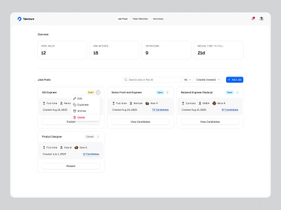 recruitment dashboard dashboard dashboard design dashboard ui hiring job job board job list product design product ui recruitment saas ui