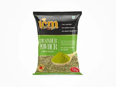 TCM Coriander Powder Pouch Design box design brand design branding coriander packaging coriander pouch coriander pouch design label design logo design mockup mockup design pouch design product design spices packaging spices pouch design