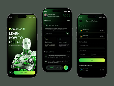 Mentor AI – Your Personal AI Growth Guide App ai assistant app ai chat ai companion ai mentor chat chat generator chat app chatbot future skills grow with ai learn with ai mentor ai messaging app mobile mobile app next gen learning app personal growth app smart learning app ui ux