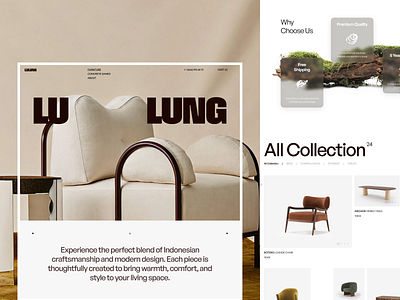 Lulung - Furniture Website Landing Page architecture chair ecommerce furniture furniture landingpage glass home interior lamp marketplace shop shopify studio table web web design website