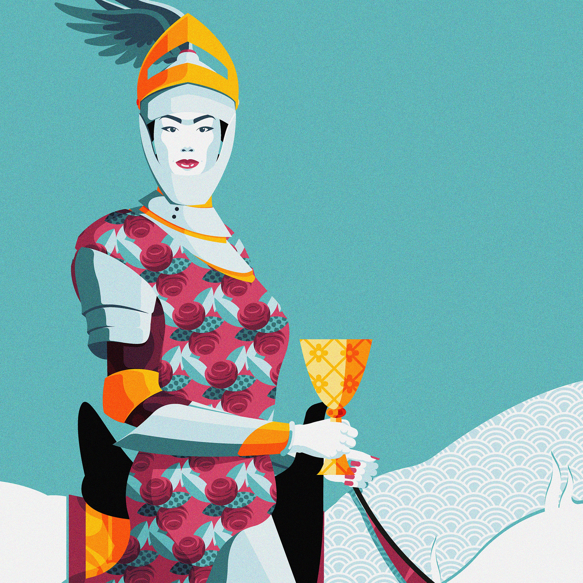 Arcana Minor - Knight of Cups adobe illustrator blue cards contrast daily art deck flat design fortune telling horse illustration knight playing cards stylized symbolism tarot vector vector illustration woman