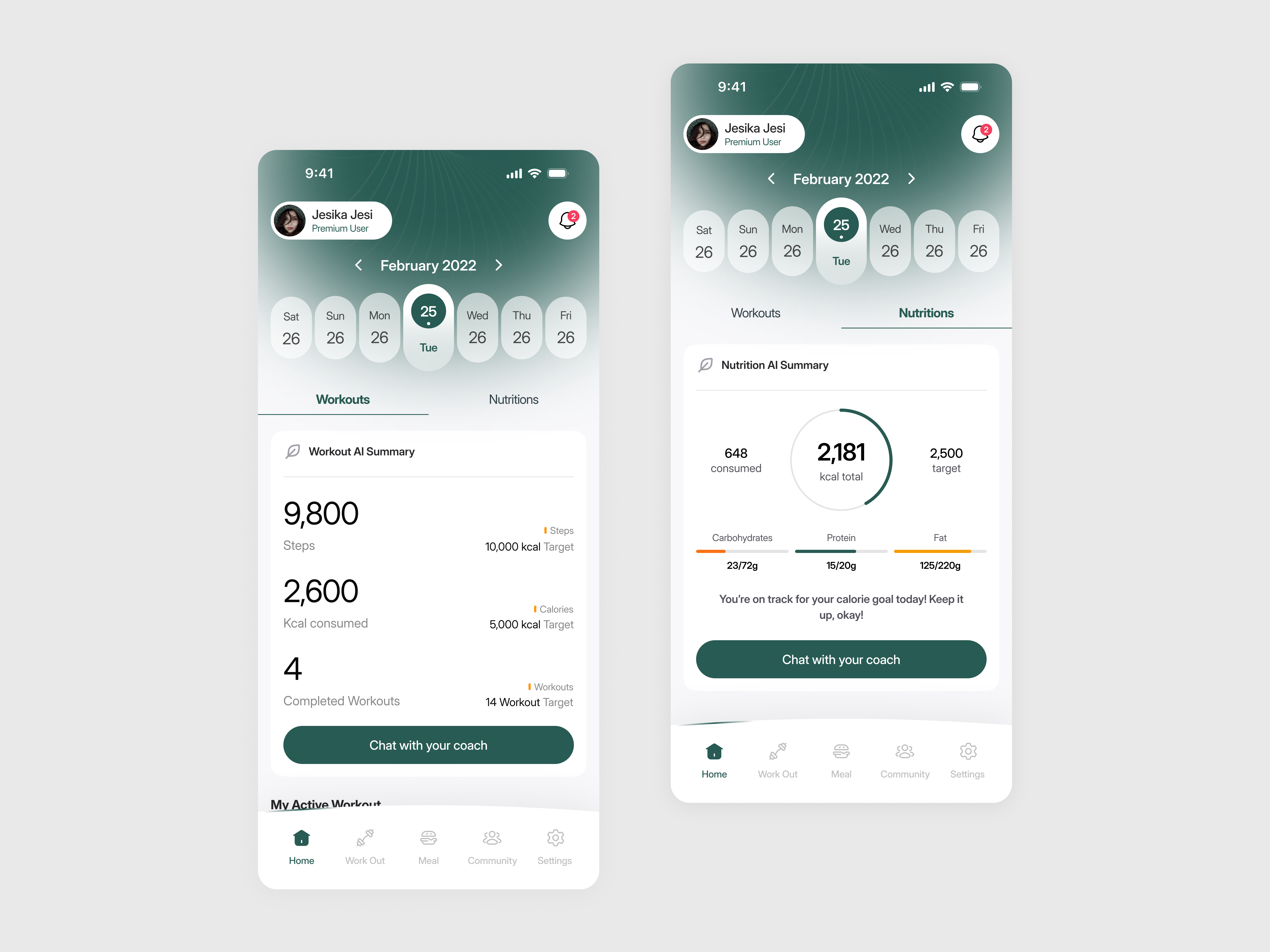 Fitness Nutrition App Design activity tracker app app design app interface app screen design calorie counter fitness fitness app fitness app design healthcare mobile mobile app mobile app design mobile ui modern app ui nutrition app product design ui ux
