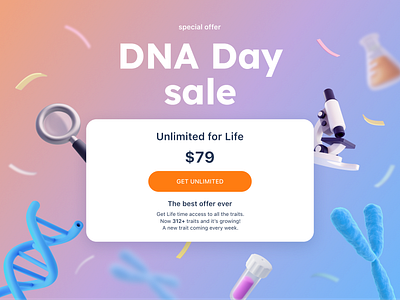 Promotional Materials for Genomelink campaign visuals conversion focused design design dna day sale e commerce banner genomelink holiday marketing illustration independence day promo limited time offer pop up banner design promotional graphics seasonal sale design special offer design web promo