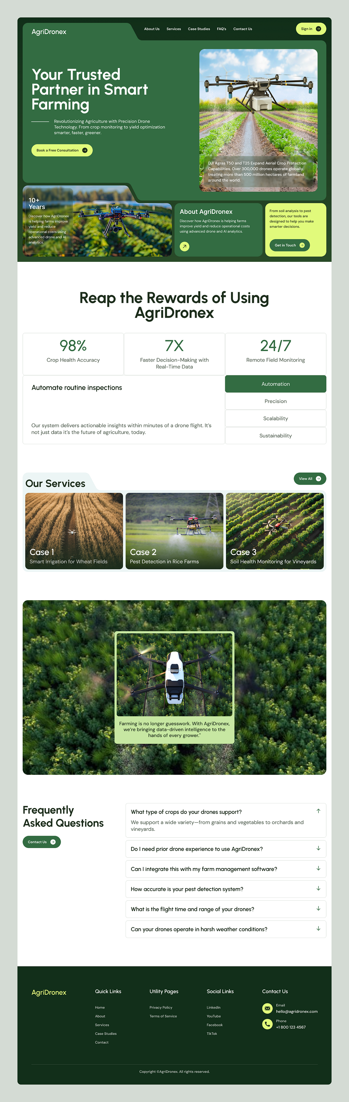 Farming Futures: AgriDronex | Clean AgriTech Landing Page UI Image 1