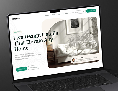 Domavera - Interior Design Magazine Website branding graphic design interior landing layout logo magazine page photographi ui ux web design website