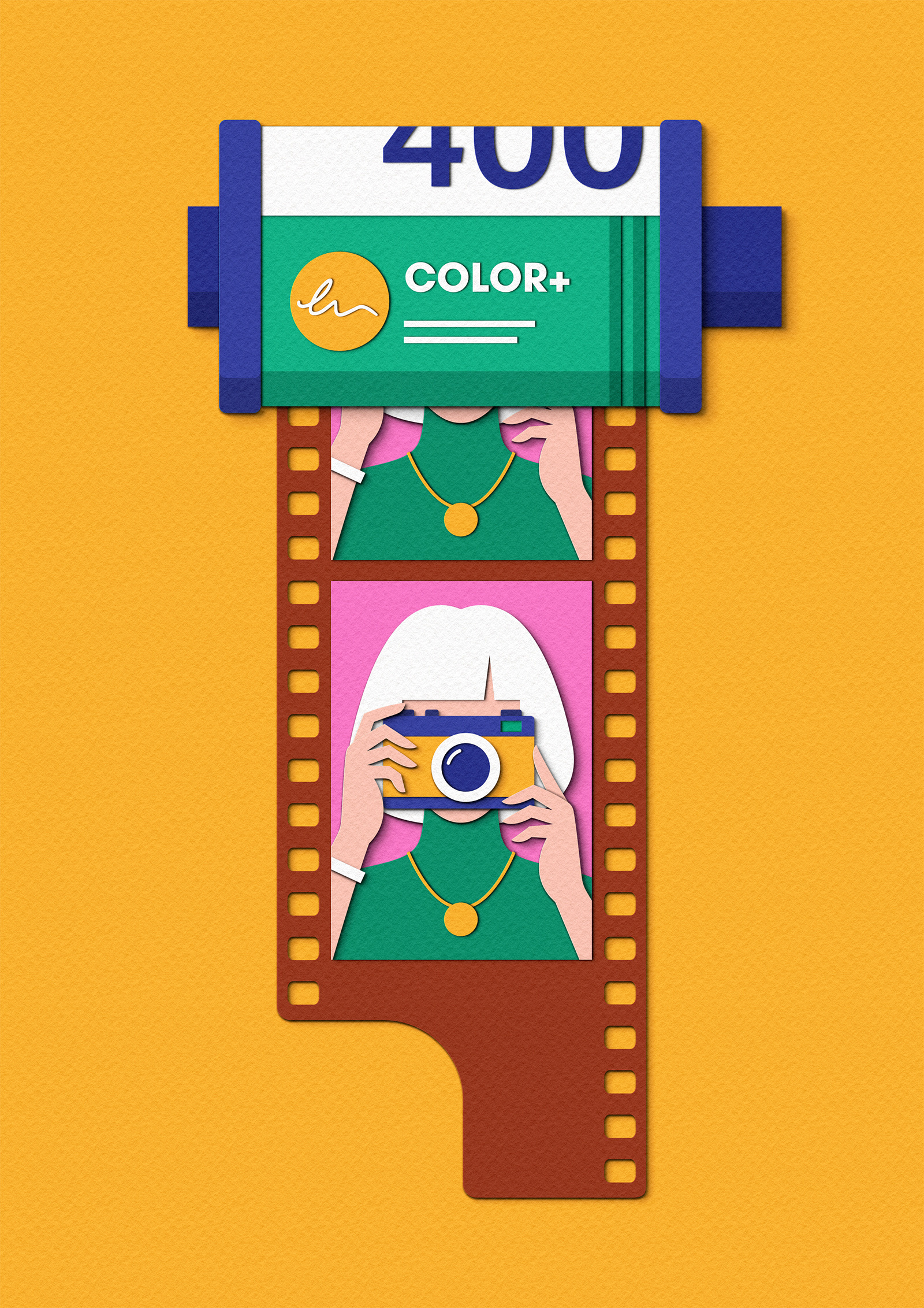 Focus advertising analog analogue book camera design editorial film illustration paper craft papercut people photographer photography