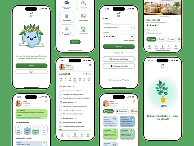 Green Track appdesign cleanui climateaction digitalproduct ecoapp ecofriendly greentech habittracker mobiledesign productdesign ui ui design userexperience visualdesign zerowaste