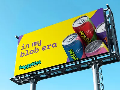 happyblob kombucha alcohol billboard blob bold can face fun happy kombucha label packaging smile