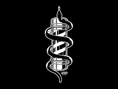 Wild's Barbershop barber pole barber shop illustration snake