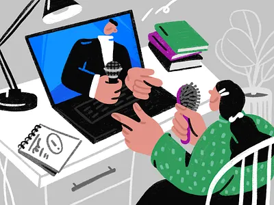 Preparation for a speech home illustration laptop learning performance repetition