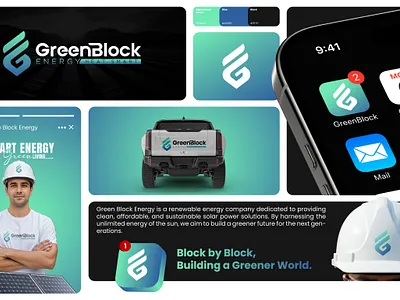 Green Block Energy Logo Branding brand identity branding business card design corporate identity graphic design logo logo branding stationery stationery design
