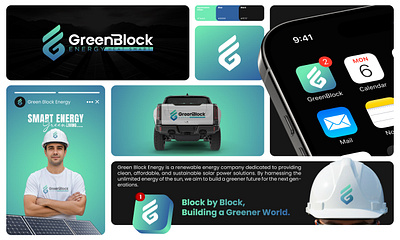 Green Block Energy Logo Branding brand identity branding business card design corporate identity graphic design logo logo branding stationery stationery design