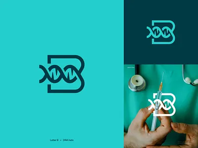 Letter B with DNA Helix logo dna branding
