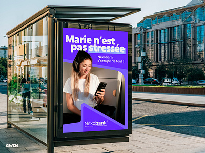 Street ad for french bank advertising bank billboard branding bus design font french graphic design logo paper photo print vector