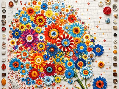 Pixel collage branding graphic design illustration