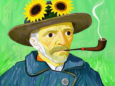 The cartoon version of Vincent van Gogh illustration