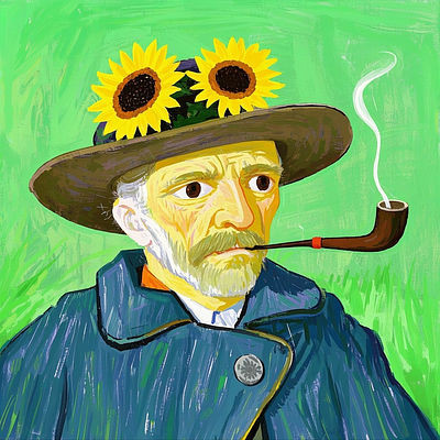 The cartoon version of Vincent van Gogh illustration