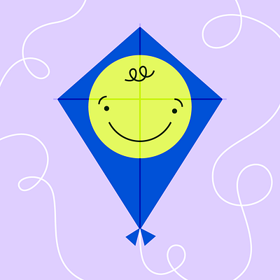 Peachtober Day 2 — Kite happy illustration kite peachtober purple smile stylized vector