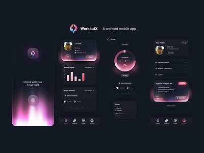 WorkoutX, a workout mobile app fitness gradients mobile app ui workout