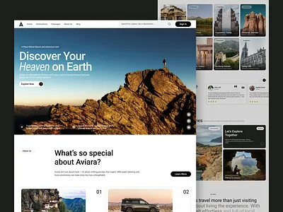 Aviara- Travel Landing Page Design appdesign branding customdesign design designer figma landingpage landingpagedesign landingpagedesigner travel travelwebsite travelwebsitedesign ui uiux uiuxdesigner ux webdesign webdesigner website websitedesigner