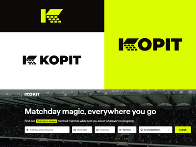 KOPIT logo brand branding design elegant football graphic design k letter logo logo design logo designer logodesign logodesigner logotype minimalism minimalistic modern sport stadium tribune