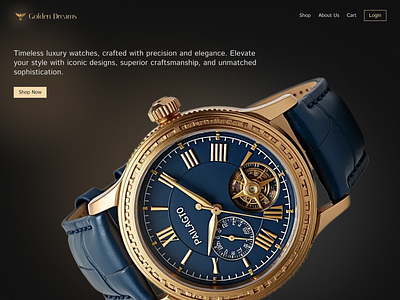 Golden Dreams, an online watch shop e commerce landing page watch