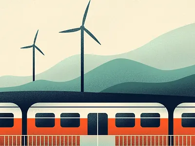 Memory Lane Illustration art design dreamscape editorial flat hills illustration landscape minimal poster print surreal train vector