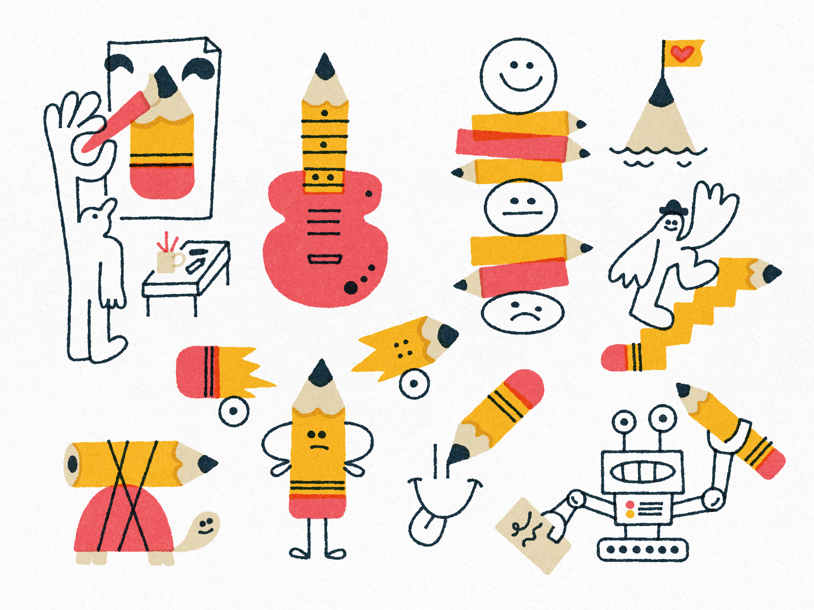 Pencil party ✏️ art character doodle fun illustration pencils spot spotillustration texture vector