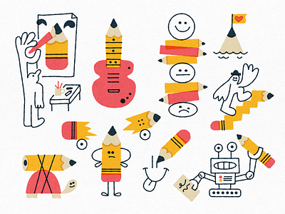 Pencil party ✏️ art character doodle fun illustration pencils spot spotillustration texture vector