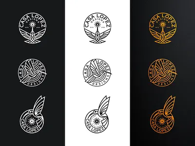 Casa Lopez Logo Concepts artwork badge bird brand identity creative design engrave graphic design hummingbird illustration illustrator laser line art logo logos luxury monoline product ui vector