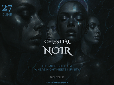 Aurora – Celestial Noir (The Midnight Gala) branding cosmic design dark aesthetic event flyer figma mystical poster design typography uiux visual identity