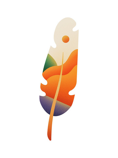 Spirit of Earth Illustration art design digital feather graphic hills icon illustration ladscape minimal print sun surreal symbol