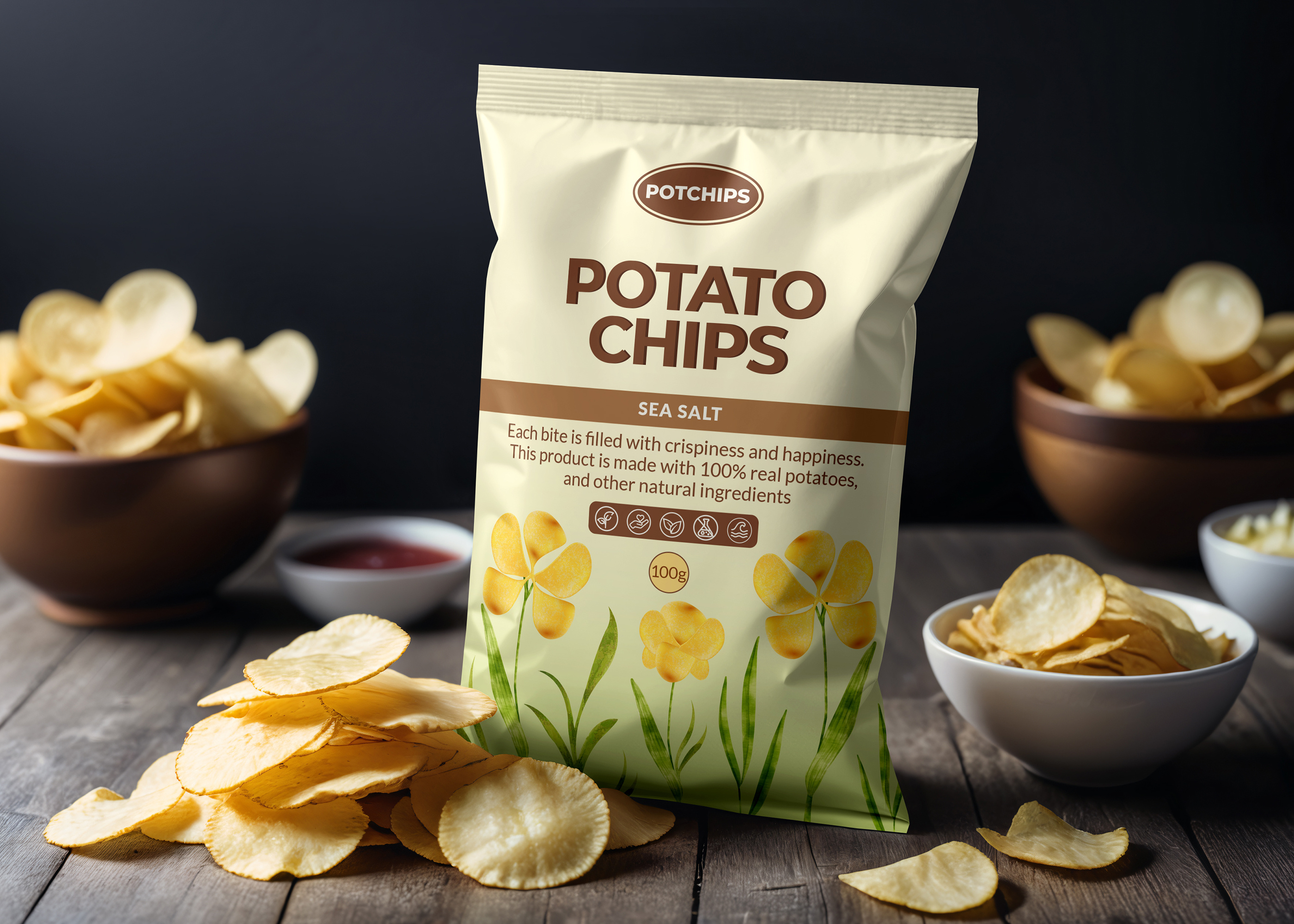 Chips Packaging Design adobe illustrator advertising brand brand identity branding chips chips packaging design design designs food graphic design graphic designer illustration marketing packaging packaging design potato print