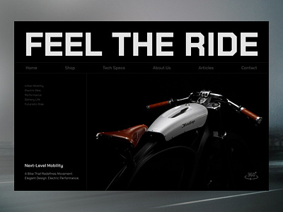 Next-Level Electric Bike Redefining Urban Mobility bicycle bikelife cleanenergy darkui e bike e commerce ecoride electric bike electricvehicles figma hero landing page motorcycle ride smartbike ui uxdesign vehicle web webdesign