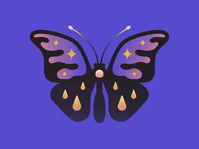 Transfromation Illustration art butterfly design digital illustration magic minimal pink purple stars surreal vector vibrant